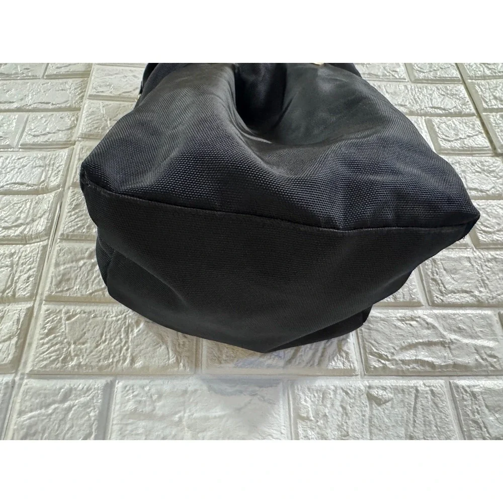 JPK Paris 75 Black Ballistic Nylon Hobo Bag Gold Hardware Floral Rose Lining
